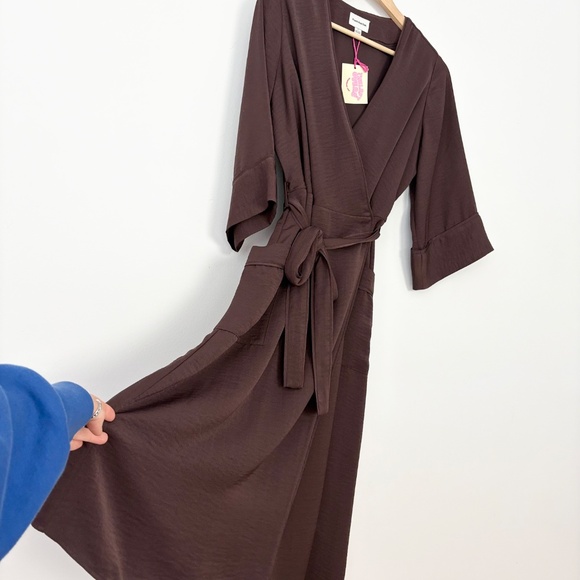 Frank & oak brown wrap dress - Picture 4 of 6